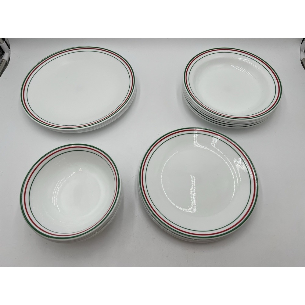 Corelle Holiday Red & Green Stripe Dinnerware Set – 23 Pieces